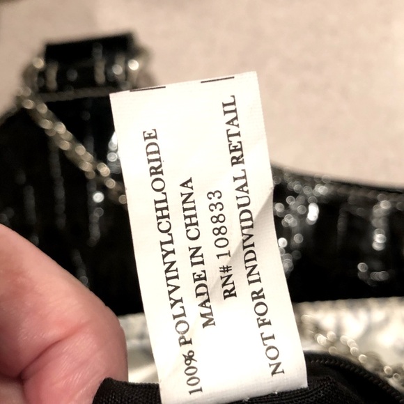 Guess Black Patent Leather Tote Shoulder Bag Large - Picture 14 of 15